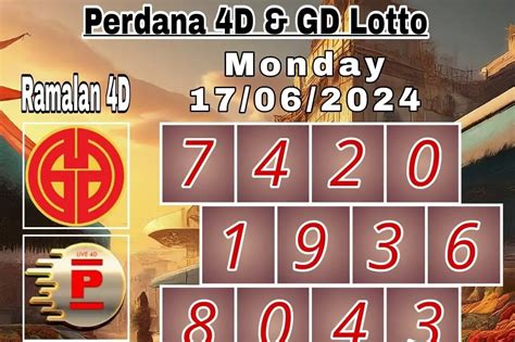 Carta Lotto for GDL and Perdena 4d for Monday 17/06/2024.
